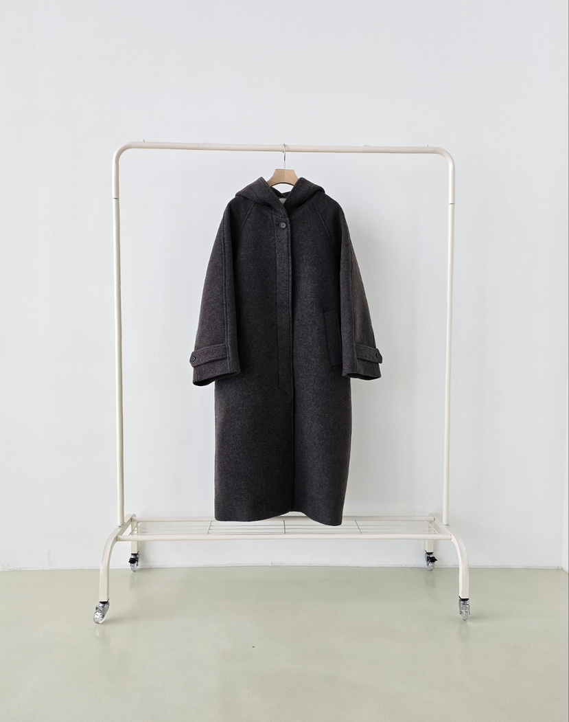 J SHOP東大門㊣代購女裝新品熱賣推薦休閑人氣中長款大衣連帽J_SHOP中長款大衣圖色1棕色