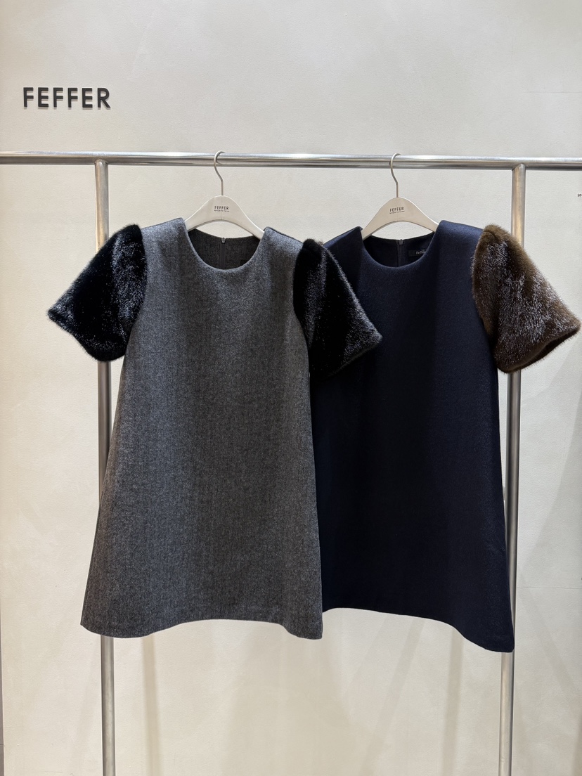 FEFFER韓國代購㊣女裝新款休閑熱賣推薦時尚真品連衣裙皮草FEFFER連衣裙