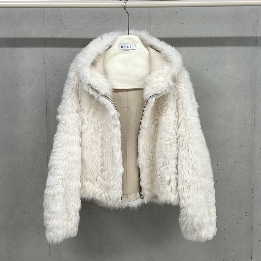 HELDER-P東大門㊣實拍女裝新品休閑時尚短款大衣小羊皮兜帽HELDER短款大衣