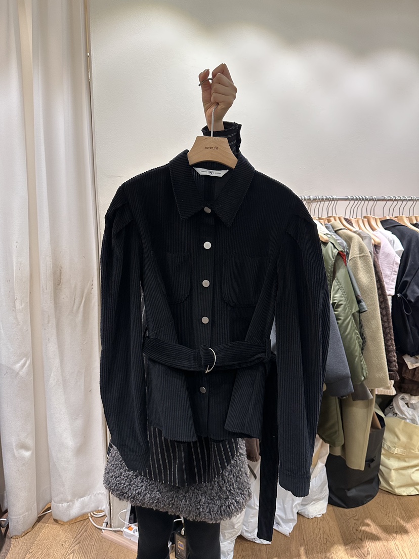 AUVERFIT韓國代購㊣女裝新品熱賣時尚休閑襯衫蕾絲衫含腰帶AUVERFIT襯衫/蕾絲衫圖色2