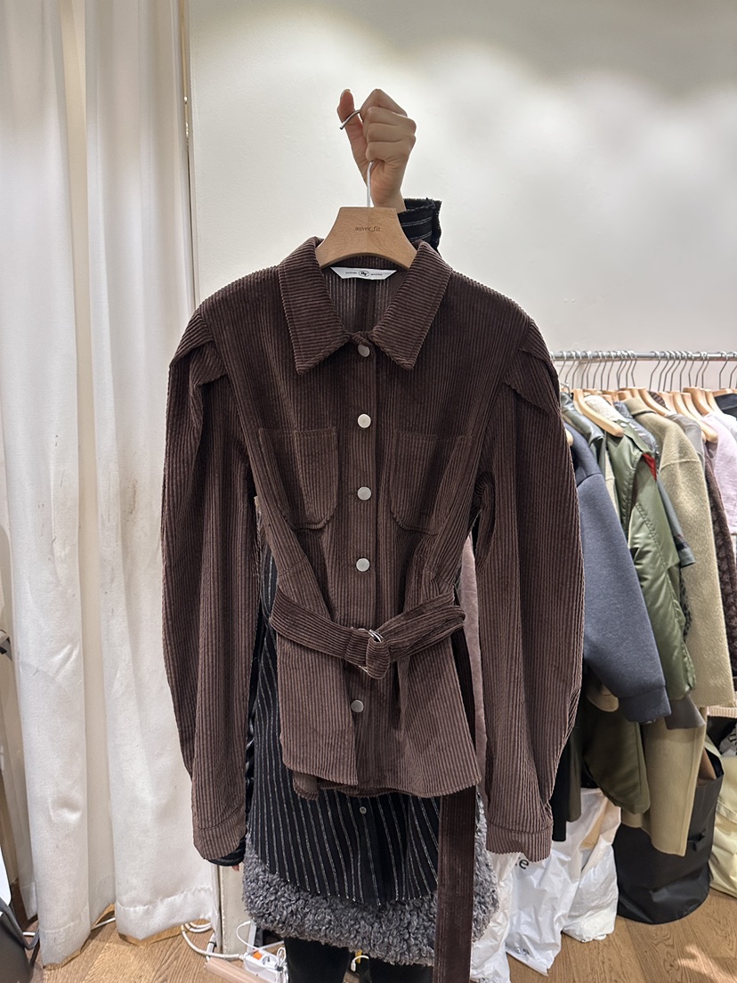 AUVERFIT韓國代購㊣女裝新品熱賣時尚休閑襯衫蕾絲衫含腰帶AUVERFIT襯衫/蕾絲衫圖色3