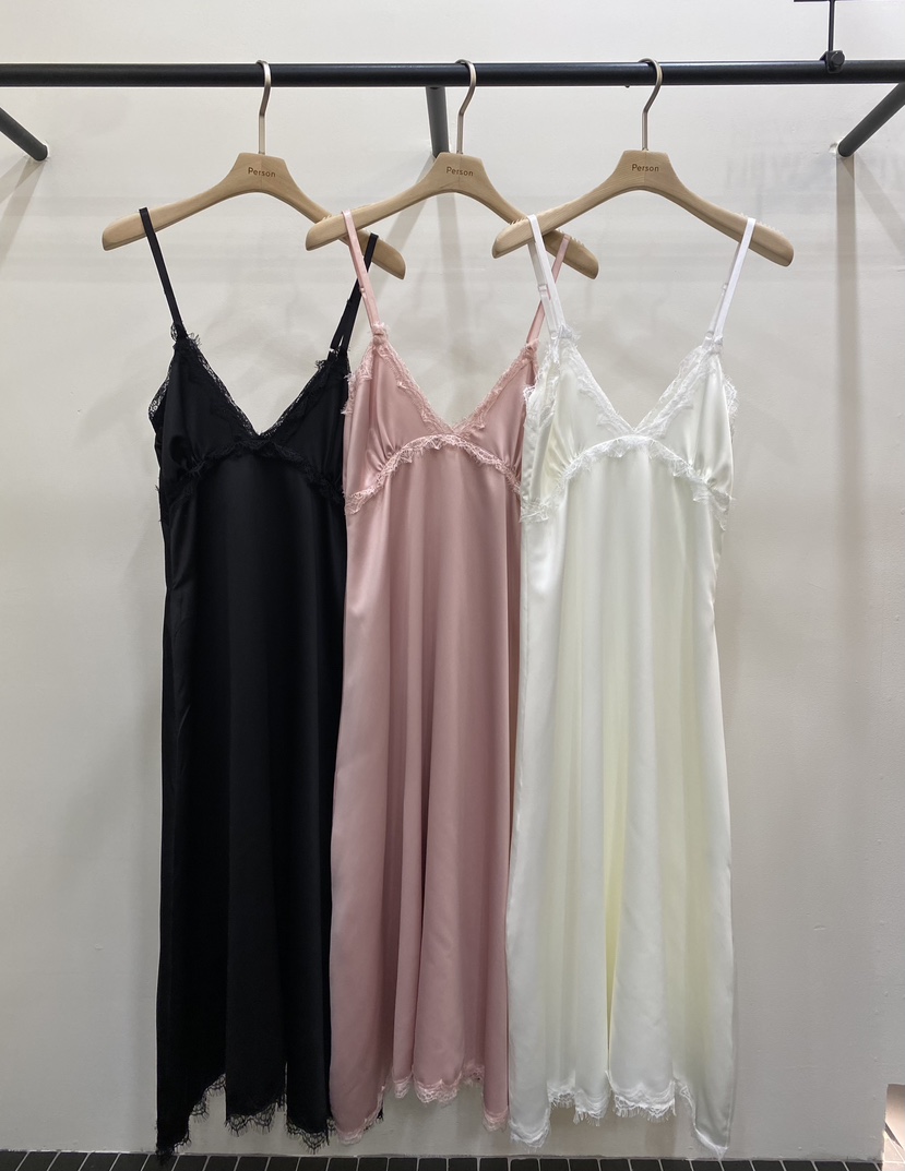 PERSON韓國直郵㊣女裝新品人氣推薦休閑真品連衣裙蕾絲緞面PERSON連衣裙