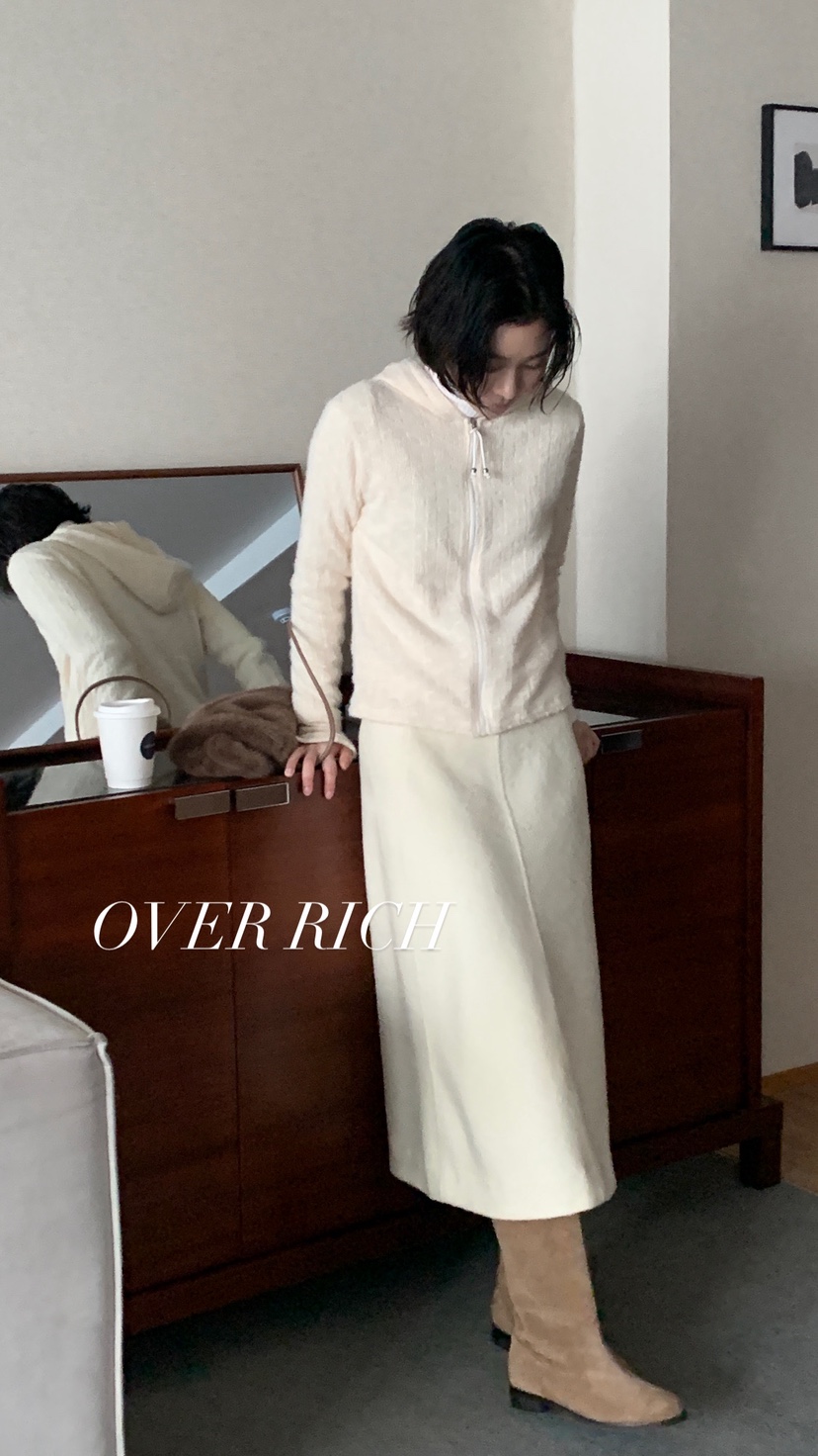 OVER RICH東大門㊣直郵女士新款人氣休閑針織衫連帽衫刺繡OVER RICH針織衫