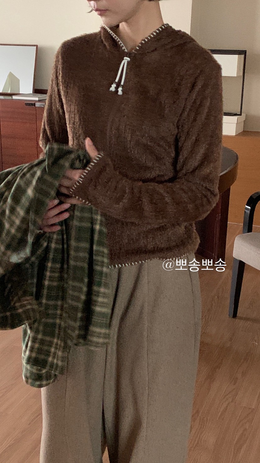 OVER RICH東大門㊣直郵女士新款人氣休閑針織衫連帽衫刺繡OVER RICH針織衫