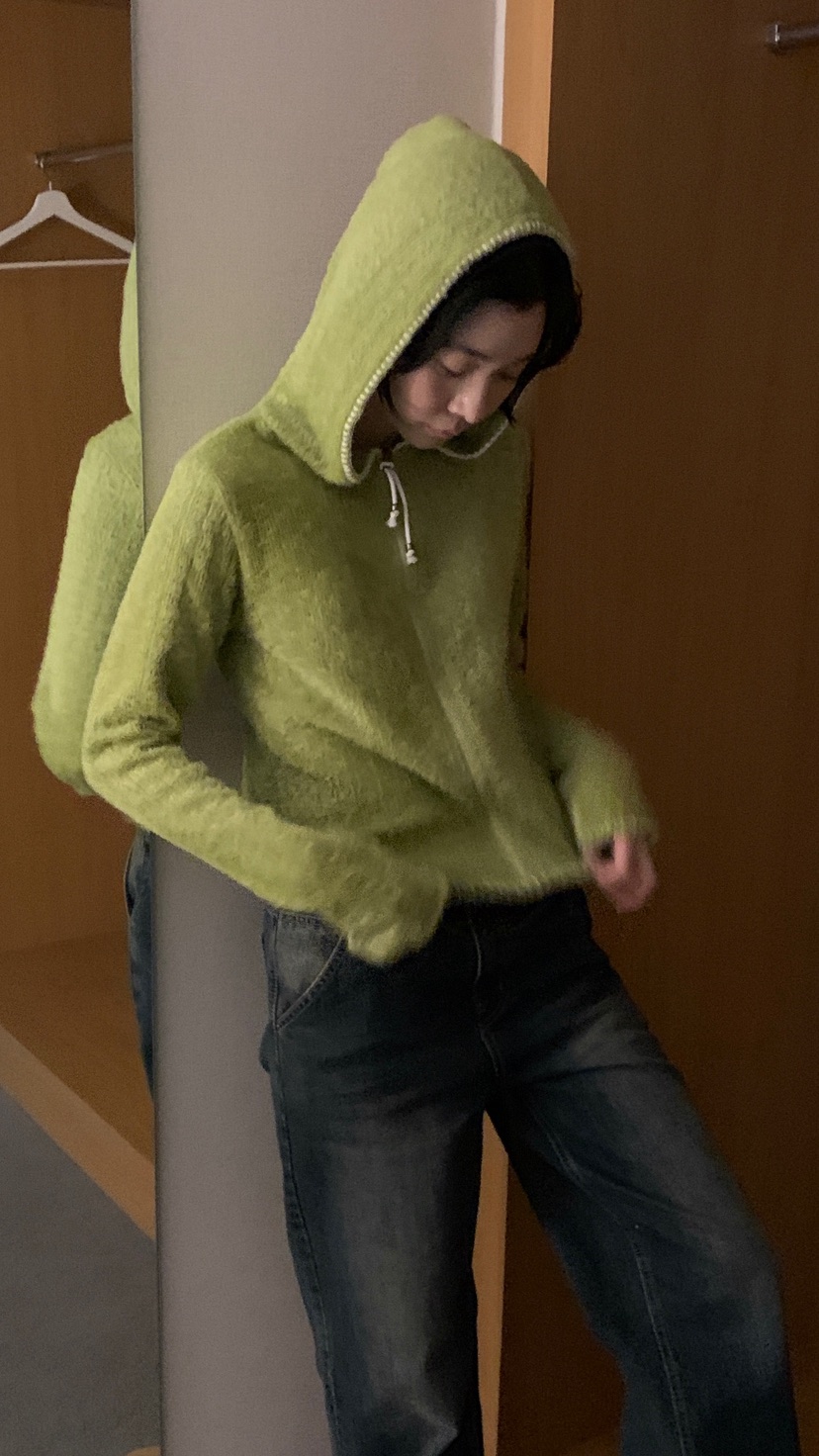 OVER RICH東大門㊣直郵女士新款人氣休閑針織衫連帽衫刺繡OVER RICH針織衫