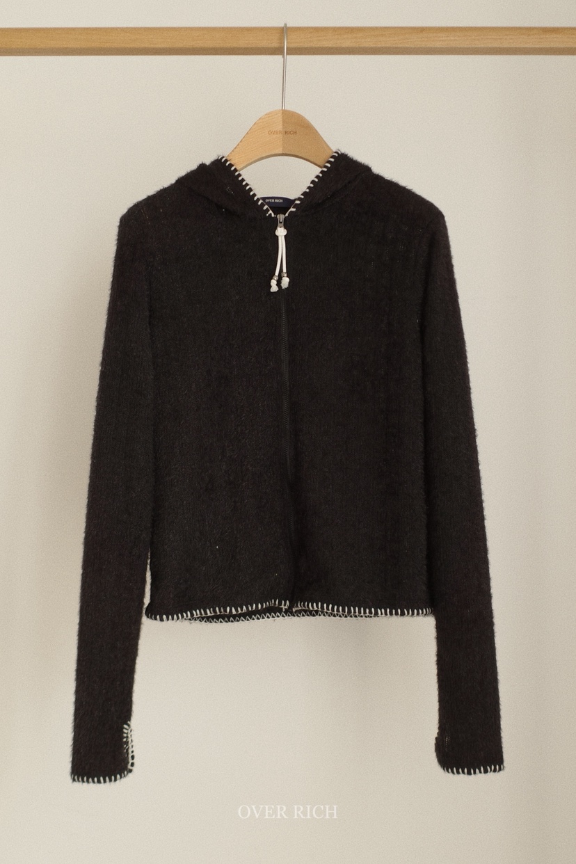 OVER RICH東大門㊣直郵女士新款人氣休閑針織衫連帽衫刺繡OVER RICH針織衫圖色5