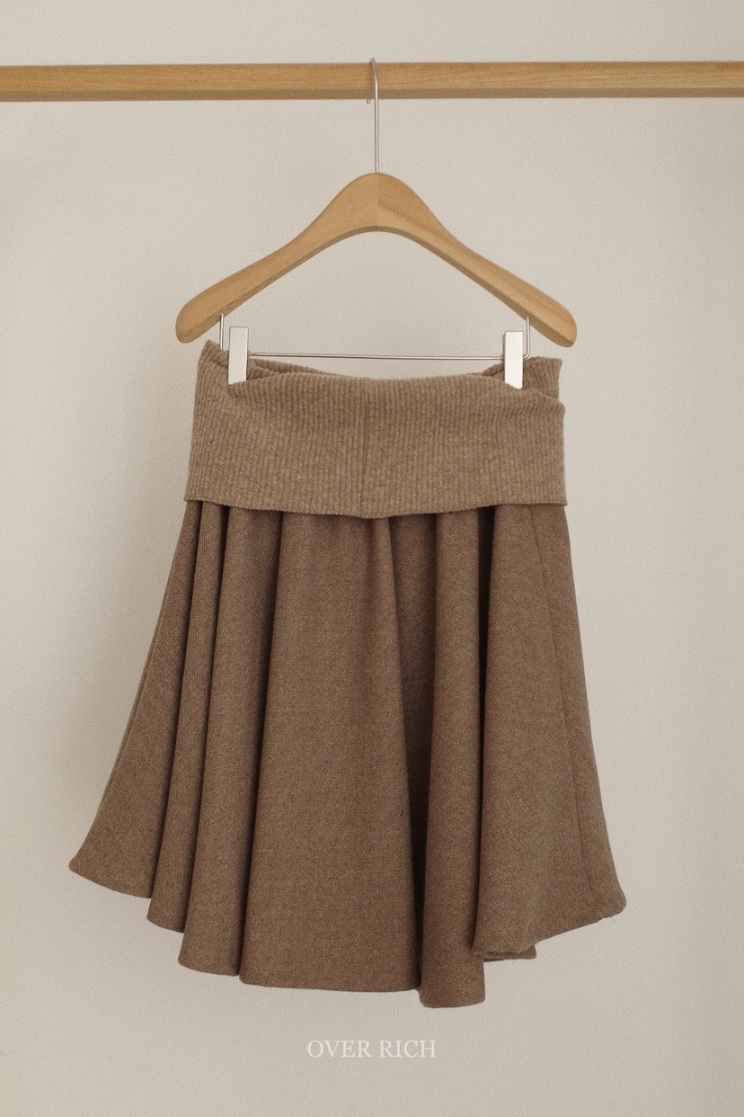 OVER RICH東大門㊣直郵女士新款推薦時尚人氣短裙羊毛喇叭OVER RICH短裙