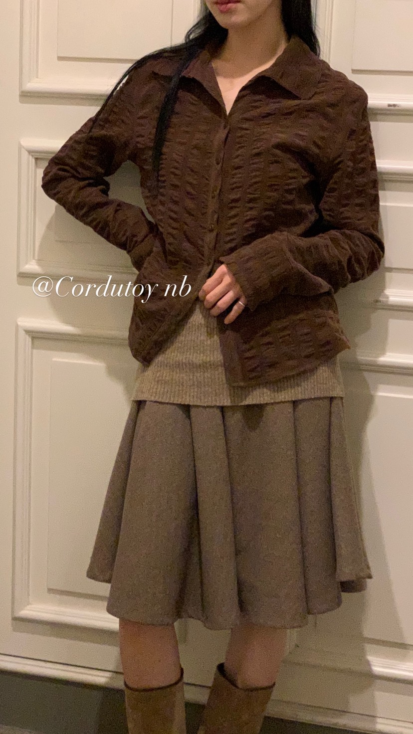 OVER RICH東大門㊣直郵女士新款推薦時尚人氣短裙羊毛喇叭OVER RICH短裙