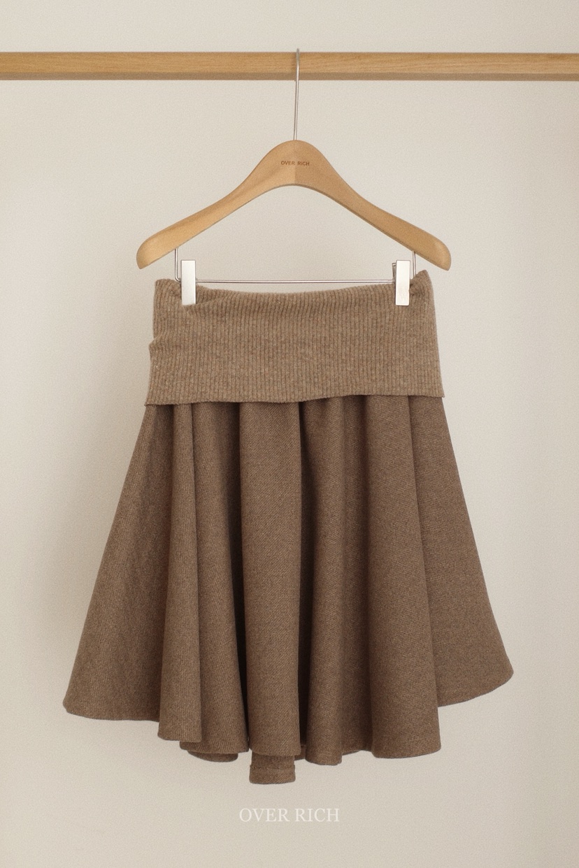 OVER RICH東大門㊣直郵女士新款推薦時尚人氣短裙羊毛喇叭OVER RICH短裙圖色1