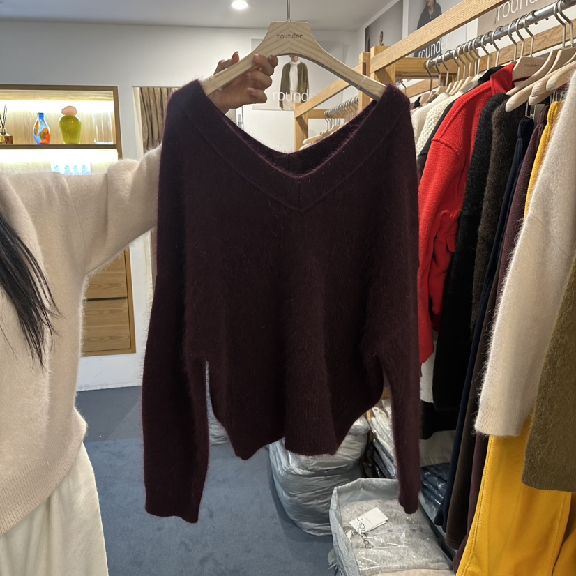 ROUNDER韓國代購㊣女裝新款真品推薦時尚熱賣人氣毛衣安哥拉ROUNDER毛衣圖色3酒紅
