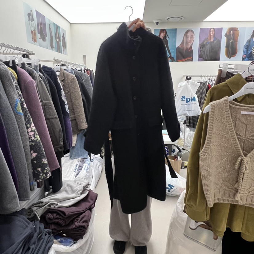 SOLD OUT韓國代購㊣女裝新品職業時尚中長款大衣含腰帶羊駝SOLD OUT中長款大衣圖色3