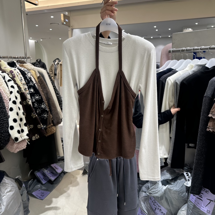 BENE韓國直郵㊣女士新款人氣25秋冬推薦時尚休閑真品長袖T恤BENE長袖T恤圖色1