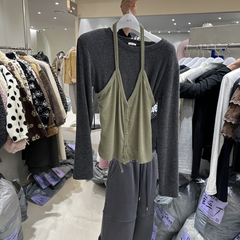 BENE韓國直郵㊣女士新款人氣25秋冬推薦時尚休閑真品長袖T恤BENE長袖T恤圖色2