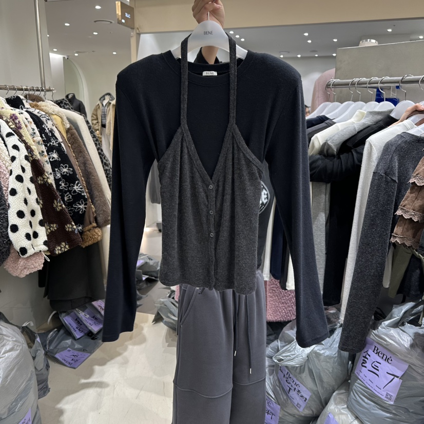BENE韓國直郵㊣女士新款人氣25秋冬推薦時尚休閑真品長袖T恤BENE長袖T恤圖色3
