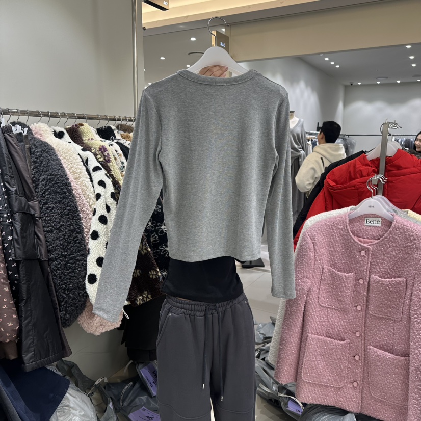 BENE韓國代購㊣女裝新品職業休閑25秋冬時尚人氣推薦長袖T恤BENE長袖T恤