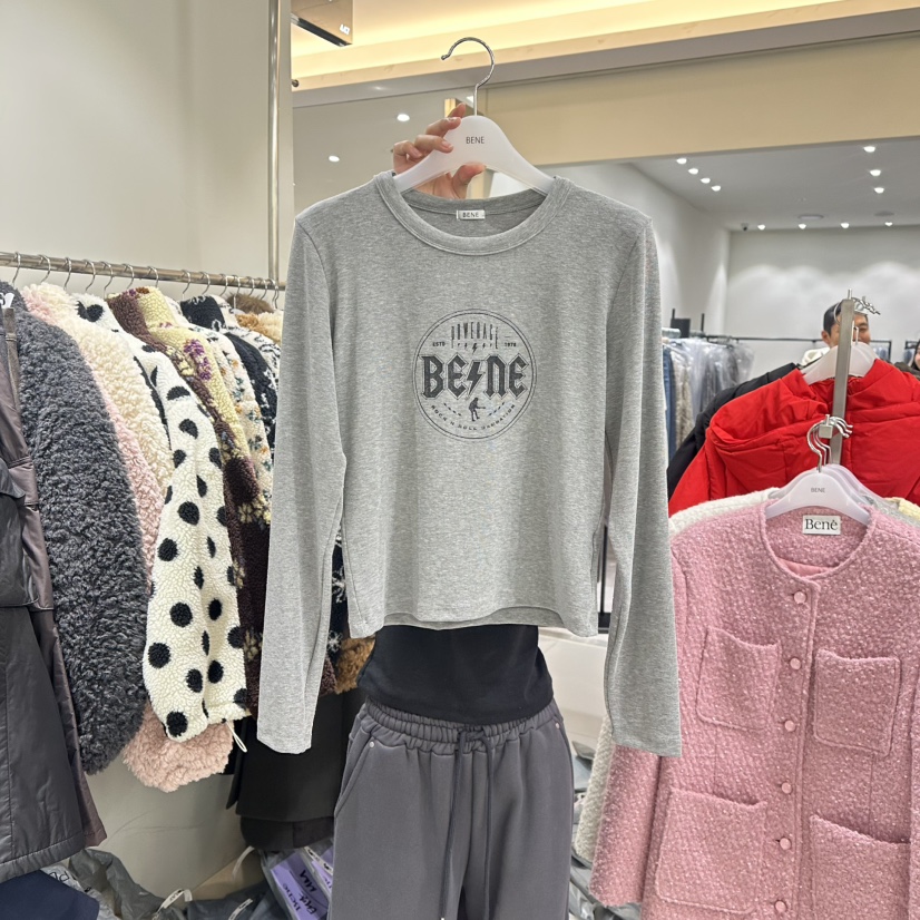 BENE韓國代購㊣女裝新品職業休閑25秋冬時尚人氣推薦長袖T恤BENE長袖T恤圖色1