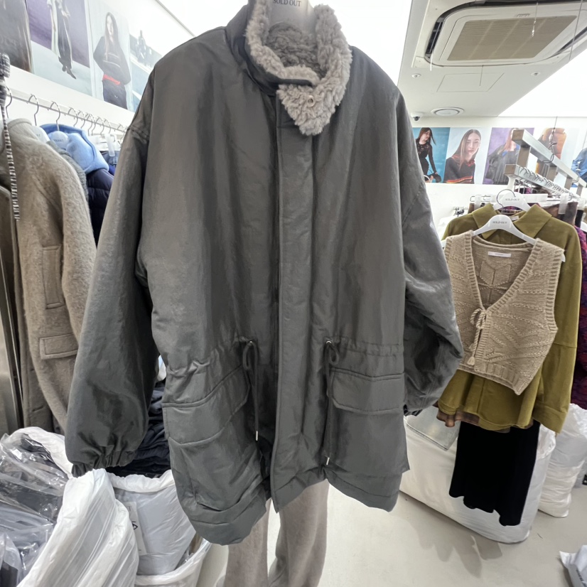 SOLD OUT東大門㊣實拍女裝新款真品職業熱賣中長款大衣毛皮SOLD OUT中長款大衣圖色1