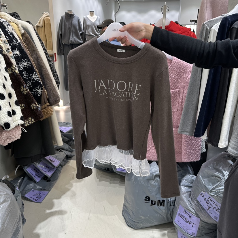 BENE東大門㊣代購女士新款職業25秋冬推薦時尚休閑人氣長袖T恤BENE長袖T恤圖色3