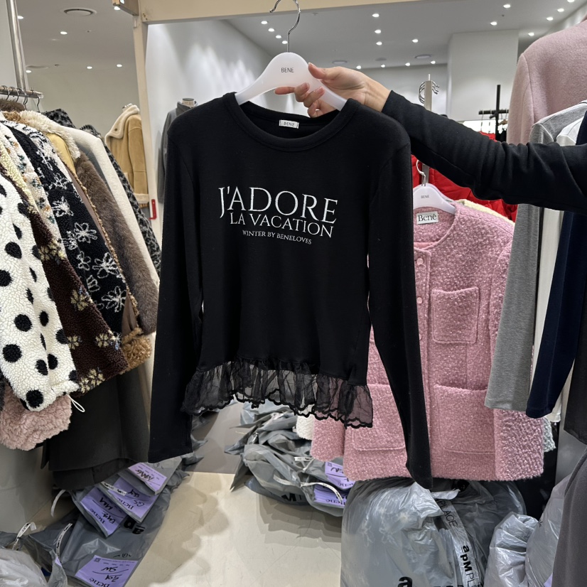 BENE東大門㊣代購女士新款職業25秋冬推薦時尚休閑人氣長袖T恤BENE長袖T恤圖色6黑色