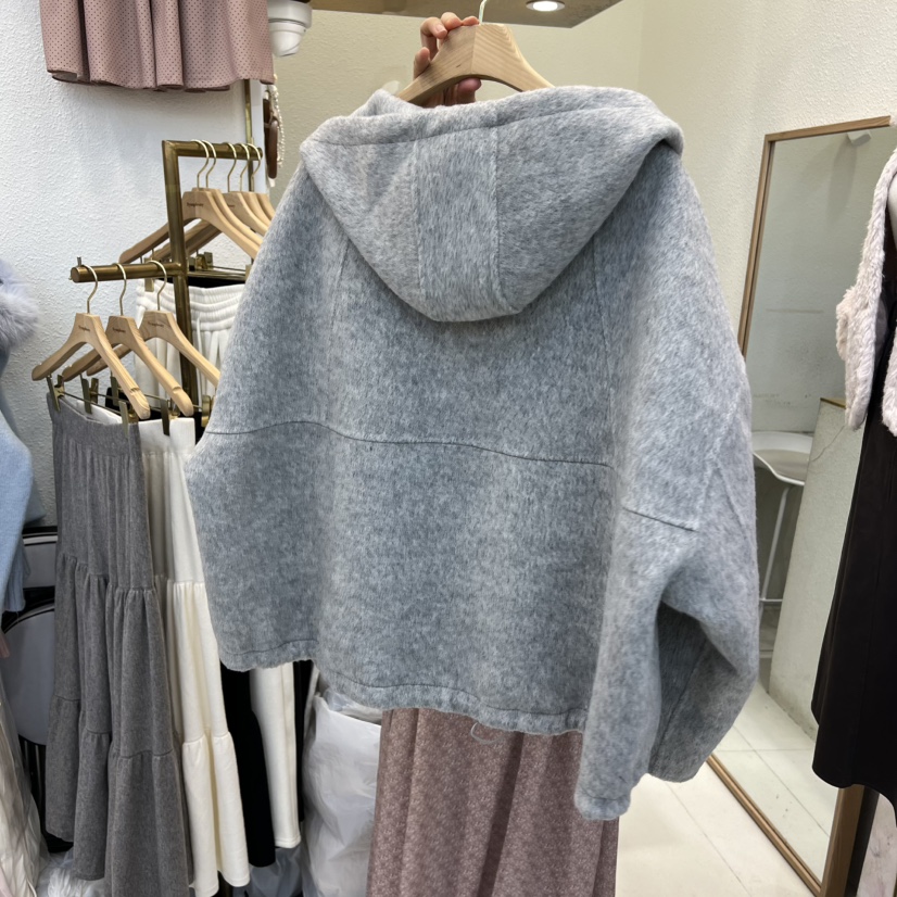 SYMPHONY東大門㊣實拍女裝新款人氣職業真品時尚短款大衣連帽SYMPHONY短款大衣