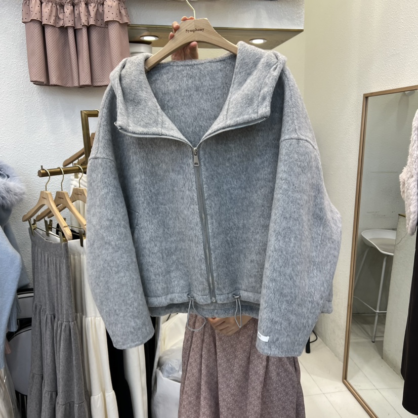 SYMPHONY東大門㊣實拍女裝新款人氣職業真品時尚短款大衣連帽SYMPHONY短款大衣圖色1