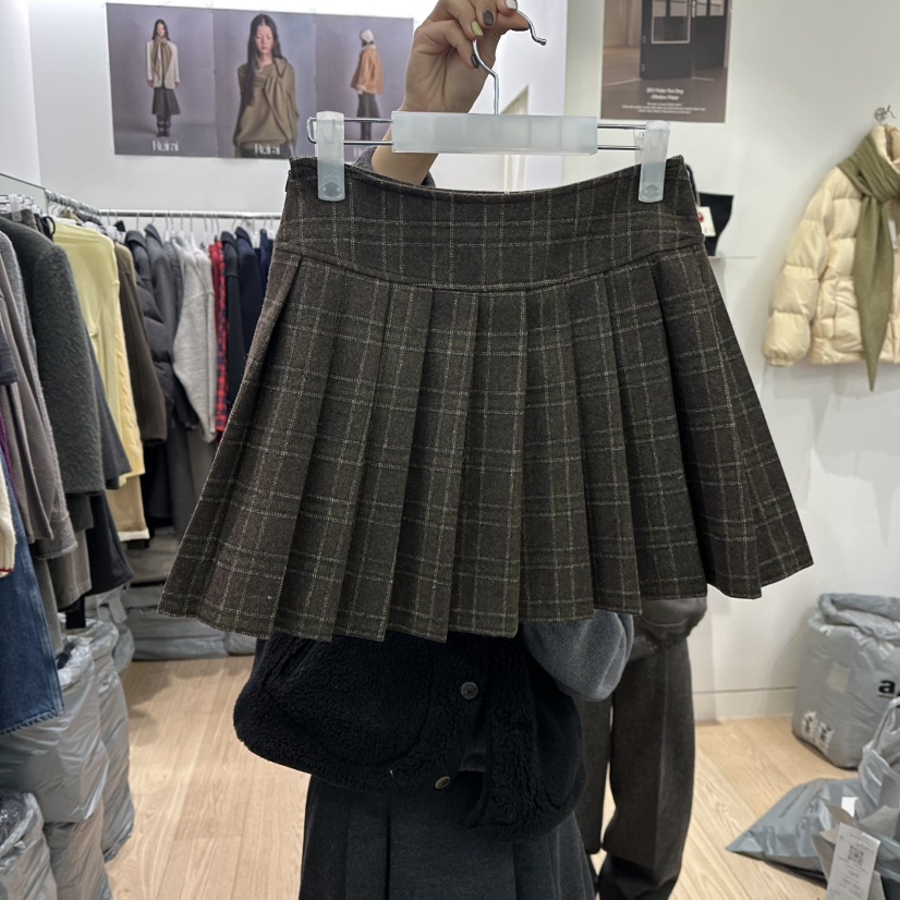 REIRAI東大門㊣實拍女裝新款熱賣休閑真品人氣短裙格紋褶裥Reirai短裙