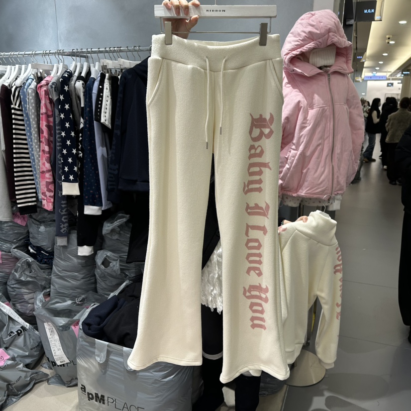 RIBBON東大門㊣實拍女裝新品熱賣休閑時尚推薦25秋冬休閑褲加絨RIBBON休閑褲圖色1