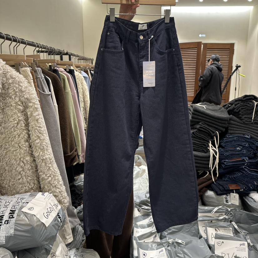 GILLI東大門㊣代購女士新款人氣職業推薦時尚熱賣休閑褲加絨GILLI休閑褲圖色2深藍色