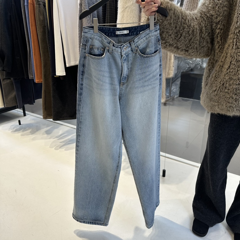 OSOO東大門㊣代購女裝新品人氣25秋冬職業熱賣休閑牛仔褲加絨OSOO牛仔褲圖色1