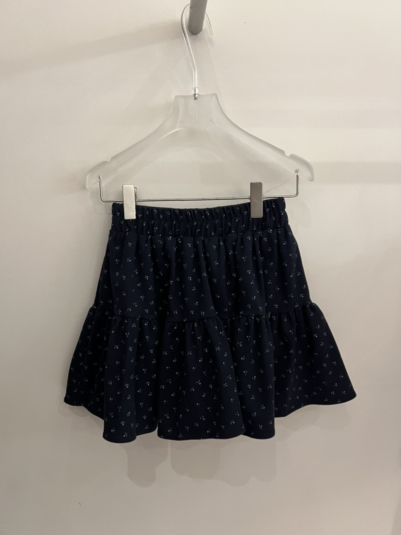 MIMME韓國代購㊣女士新款職業休閑真品25秋冬短裙荷葉邊花朵雙層MIMME短裙圖色2深藍色