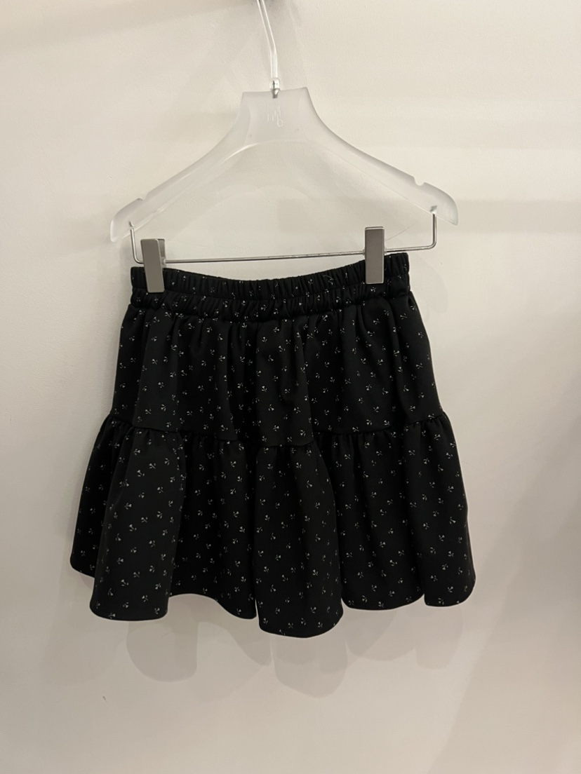 MIMME韓國代購㊣女士新款職業休閑真品25秋冬短裙荷葉邊花朵雙層MIMME短裙圖色3黑色