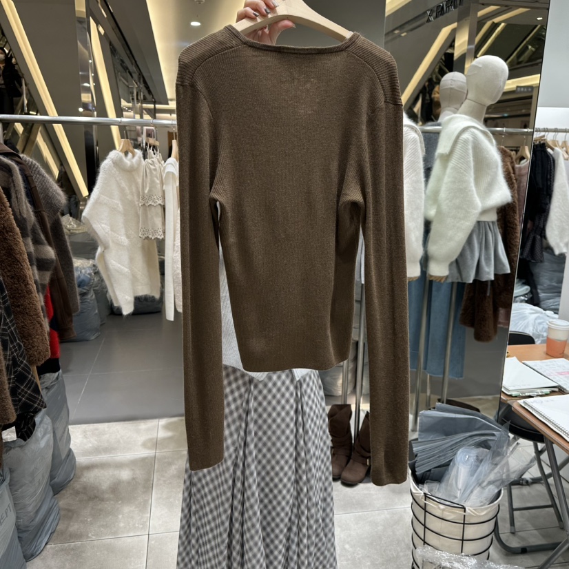 XPARTY東大門㊣實拍女裝新品推薦25秋冬時尚職業真品針織衫V領XPARTY針織衫