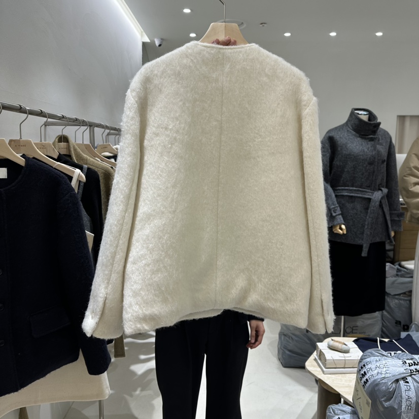 A WANT韓國代購㊣女士新品推薦25秋冬熱賣短款大衣羊毛夾棉A WANT短款大衣