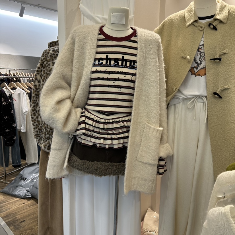 MIMME東大門㊣實拍女裝新款25秋冬人氣職業針織衫不含內搭口袋MIMME針織衫圖色1