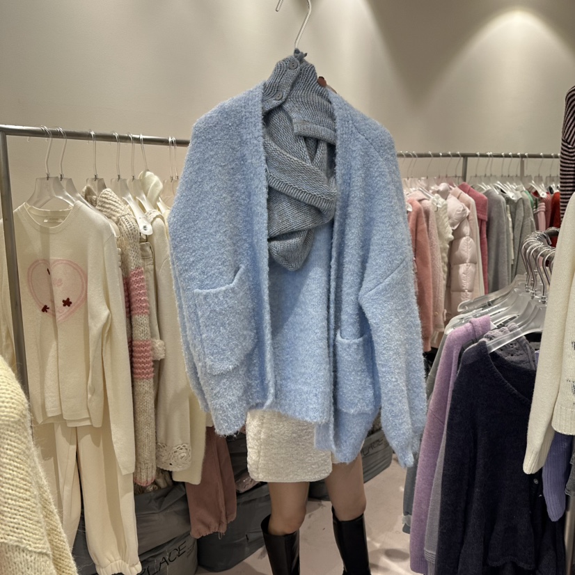 MIMME東大門㊣實拍女裝新款25秋冬人氣職業針織衫不含內搭口袋MIMME針織衫圖色3