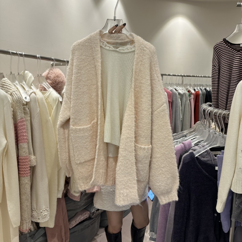 MIMME東大門㊣實拍女裝新款25秋冬人氣職業針織衫不含內搭口袋MIMME針織衫圖色4