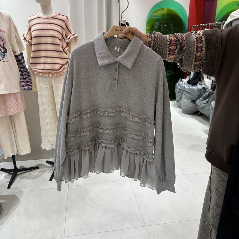 MINI UNNI東大門㊣直郵女士新款時尚真品推薦休閑襯衫蕾絲衫MINI UNNI襯衫/蕾絲衫圖色2