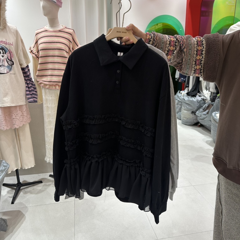 MINI UNNI東大門㊣直郵女士新款時尚真品推薦休閑襯衫蕾絲衫MINI UNNI襯衫/蕾絲衫圖色3