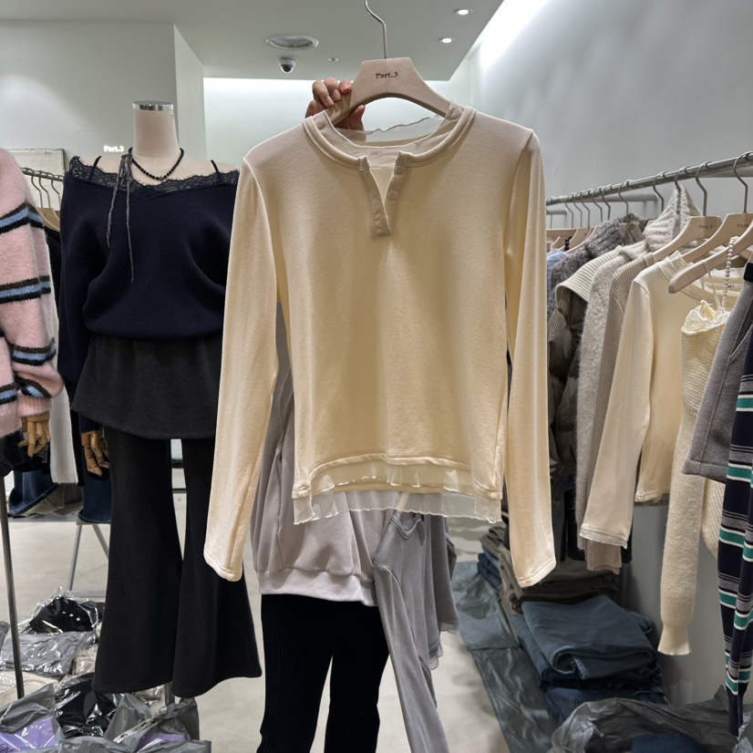 PART3東大門㊣實拍女士新品休閑人氣時尚職業熱賣長袖T恤透明Part.3長袖T恤圖色1