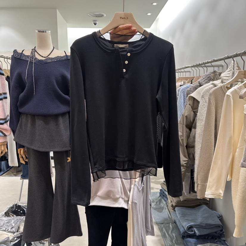 PART3東大門㊣實拍女士新品休閑人氣時尚職業熱賣長袖T恤透明Part.3長袖T恤圖色2