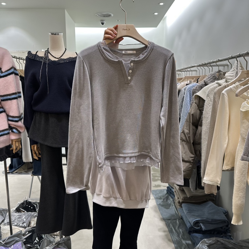 PART3東大門㊣實拍女士新品休閑人氣時尚職業熱賣長袖T恤透明Part.3長袖T恤圖色3