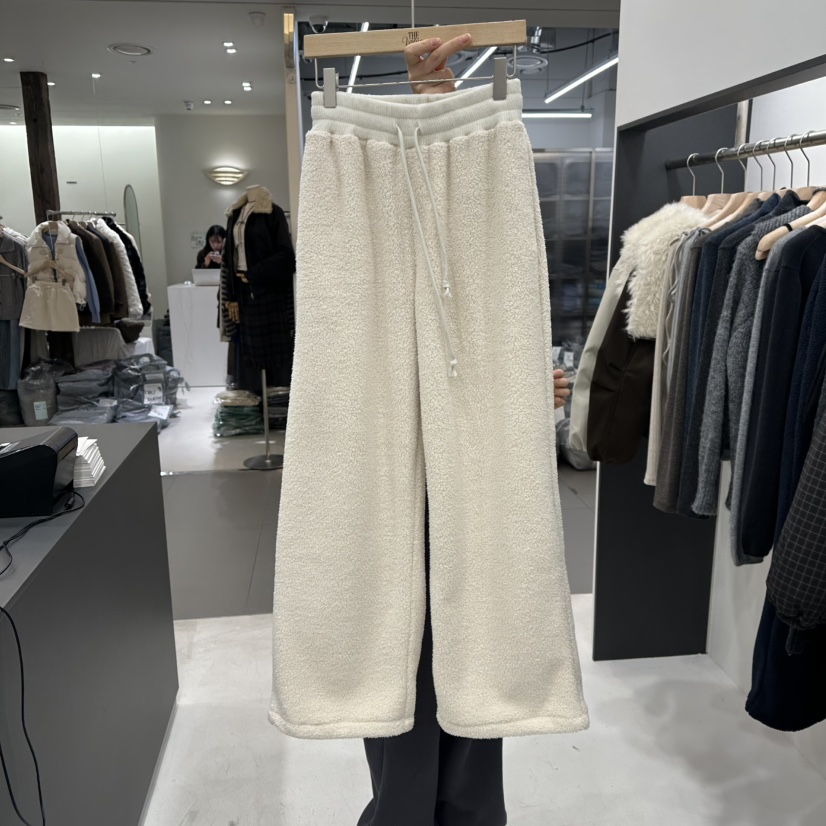 THE VALUE韓國代購㊣女裝新款熱賣人氣時尚25秋冬休閑褲抓絨THE VALUE休閑褲圖色1