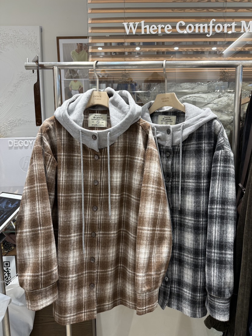 DE GO YOU韓國直郵㊣女裝新品熱賣職業人氣25秋冬夾克格紋DE GO YOU夾克