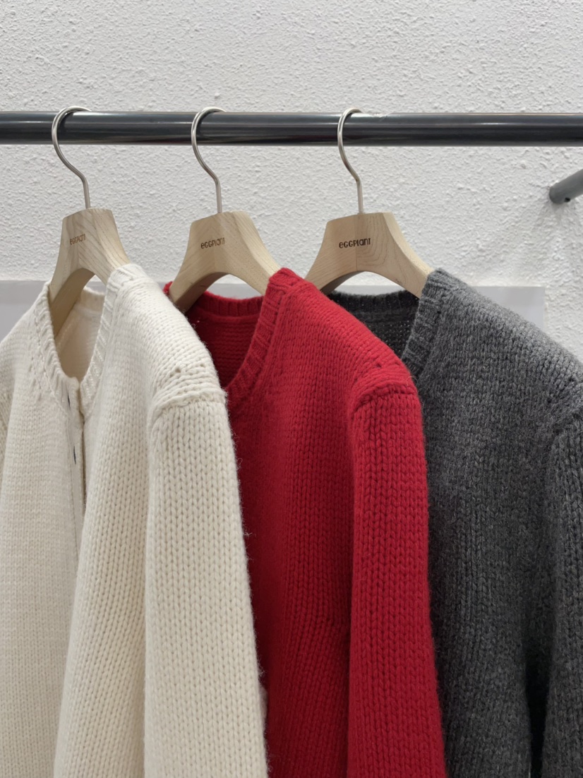 EGGPLANT東大門㊣代購女裝新款時尚休閑推薦針織衫圓領開衫EGGPLANT針織衫