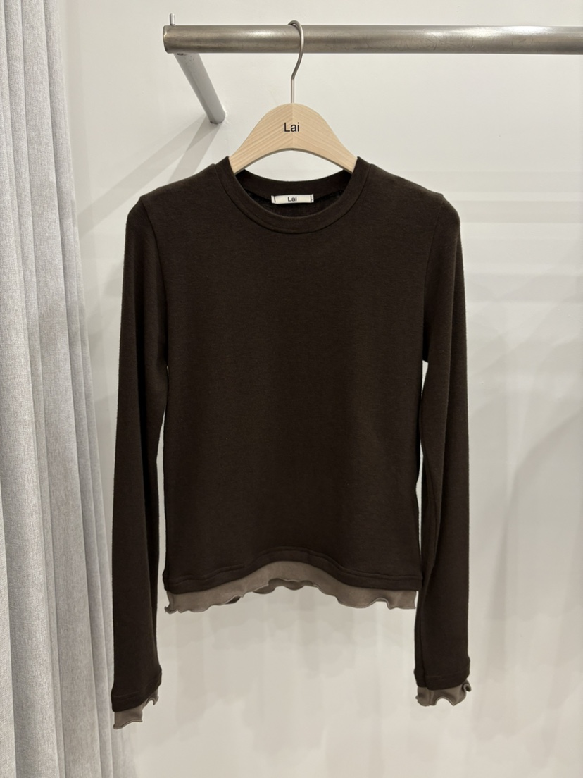 LAI韓國代購㊣女裝新品休閑25秋冬時尚人氣職業推薦長袖T恤Lai長袖T恤圖色1