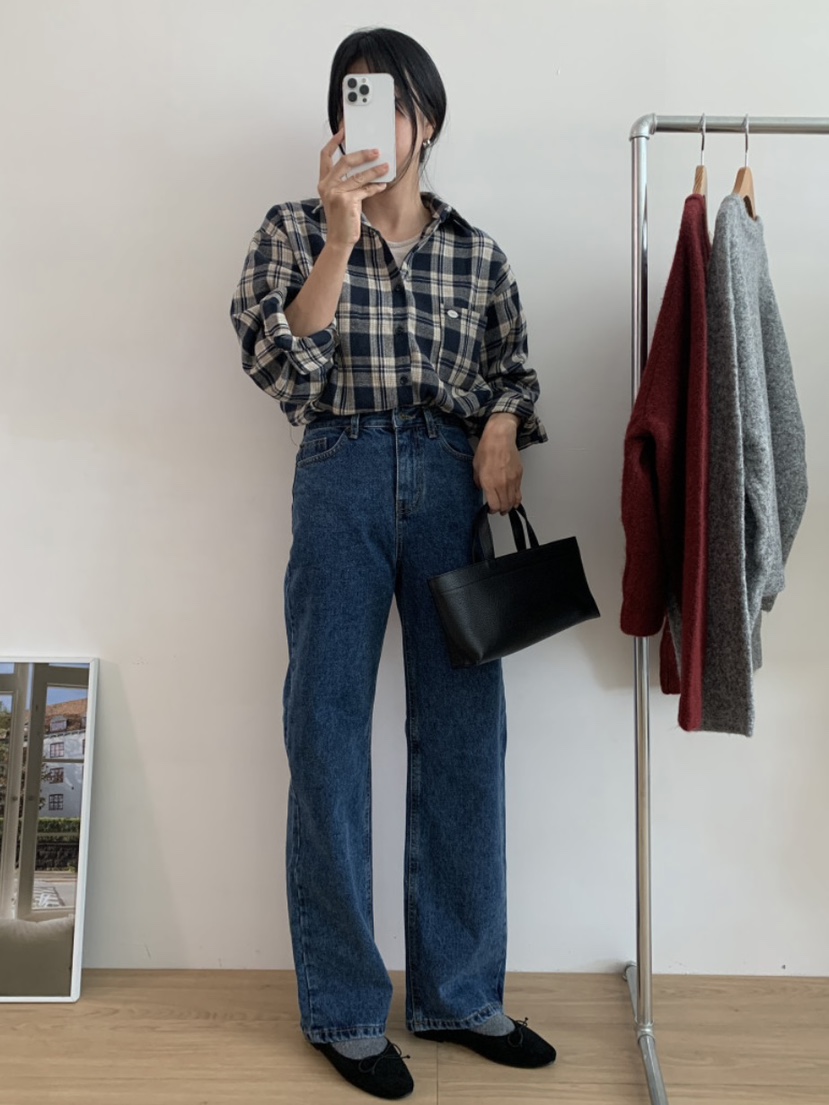 WOOD韓國直郵㊣女士新款休閑人氣25秋冬職業推薦時尚牛仔褲WOOD牛仔褲