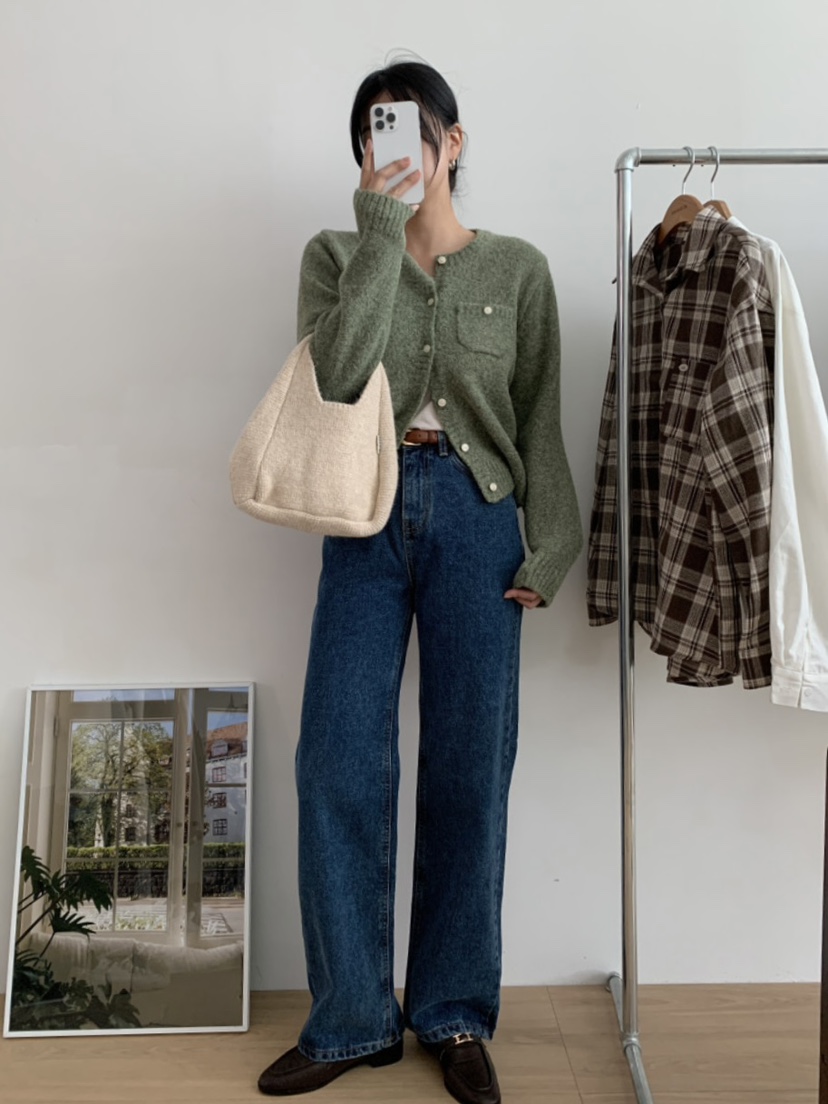 WOOD韓國直郵㊣女士新款休閑人氣25秋冬職業推薦時尚牛仔褲WOOD牛仔褲