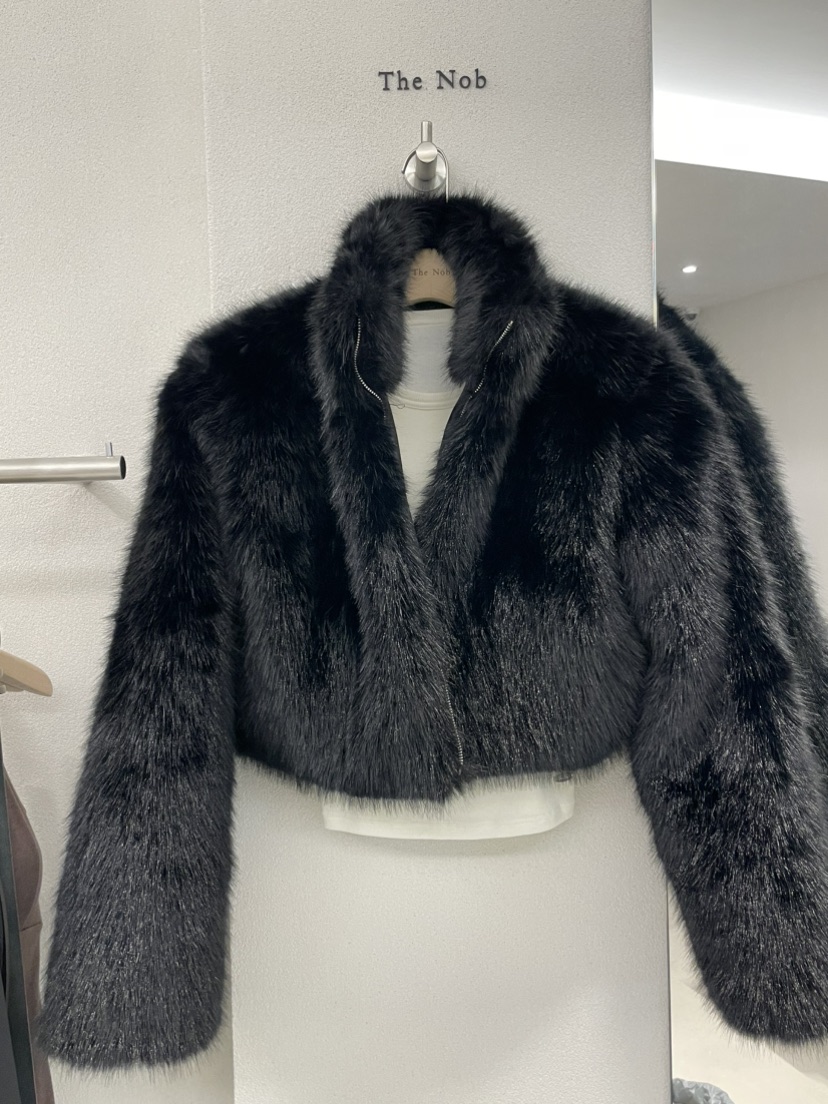 NOB東大門㊣實拍女裝新款時尚人氣休閑職業熱賣短款大衣皮草NOB短款大衣圖色1