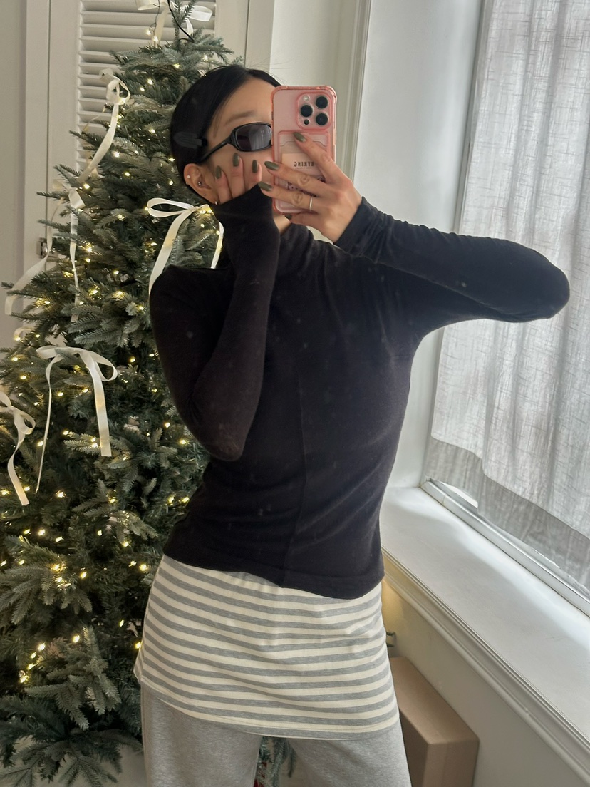 BYRING韓國直郵㊣女裝新款25秋冬熱賣職業人氣長袖T恤安哥拉BYRING長袖T恤圖色2