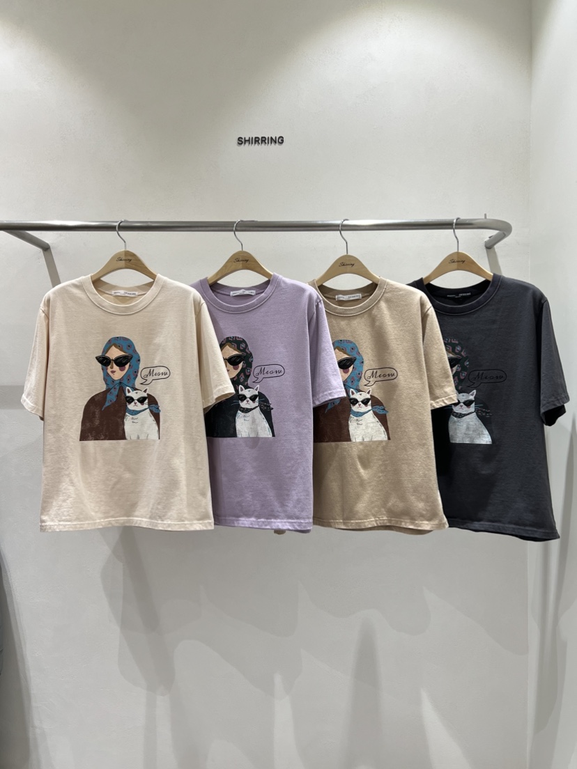 SHIRRING韓國直郵㊣女士新品時尚25秋冬熱賣休閑人氣T恤圍巾SHIRRINGT恤